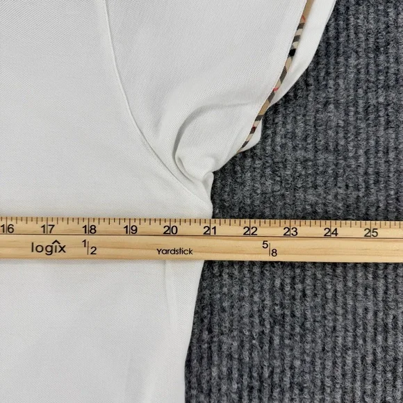 Burberrys of London Polo Shirt XL White Nova Check Trim Vintage Mens - Picture 9 of 10